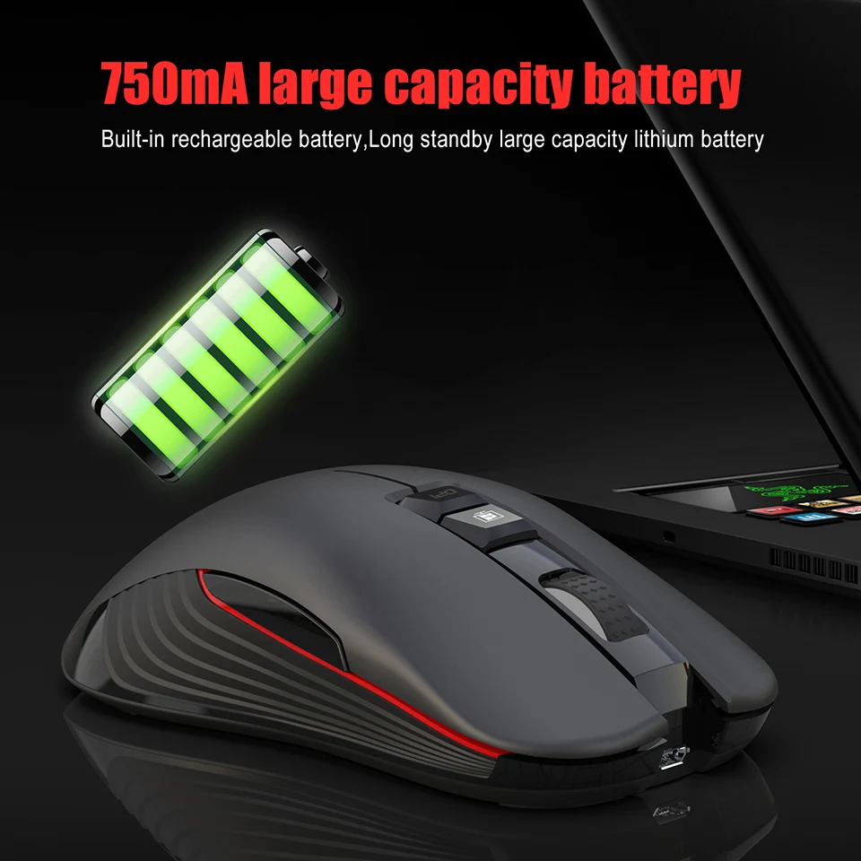 VicTsing 2,4G USB перезаряжаемая игровая мышь 3600 dpi 4 уровня регулировки dpi 8 кнопок беспроводная мышь с RGB светильник для PC Gamer