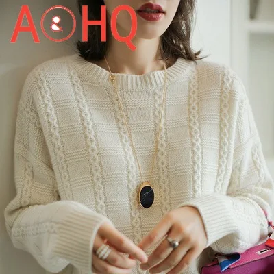 

Knitwear Autumn/winter Sweater Women's round Neck Thickened Pullover Knitted Twist Loose Large Size Bottoming Shirt