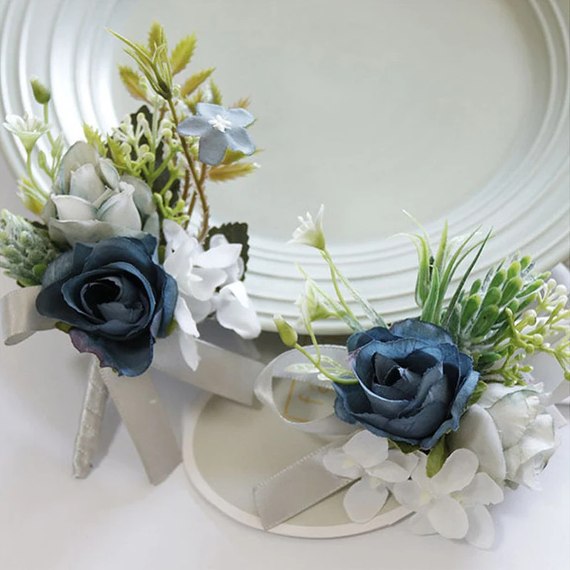 Шелковые розы браслеты на запястье свадебная бутоньерка аксессуары для