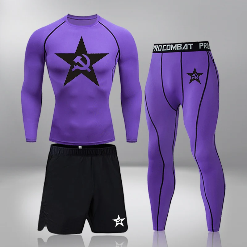 

Men Sportswear Clothing Layer Leggings New Compression Men 3-piece Set Underwear Sets Sweat Quick Drying Thermal Underwear