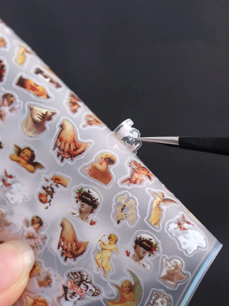 1 лист 3D наклеек с ангелом Купидоном для дизайна ногтей ретро фоторамка наклейки