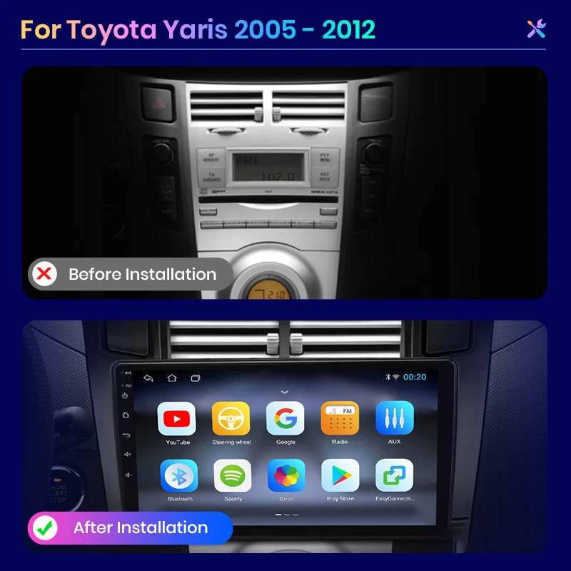 Автомагнитола AWESAFE PX9 для Toyota Yaris XP90 мультимедийный видеоплеер на Android 2005 2 Гб ОЗУ 32