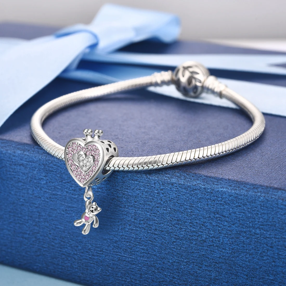 Подвески Jiayiqi Love Bear 925 пробы серебристые розовые CZ бусины подходят для Pandora