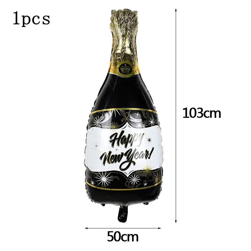 B01 wine bottle-1p Счастливый год круглый шар звезда бутылки вина фольга, латекс воздушный шар баллон гелия год вечерние украшения год - Цвет: B01 wine bottle-1p