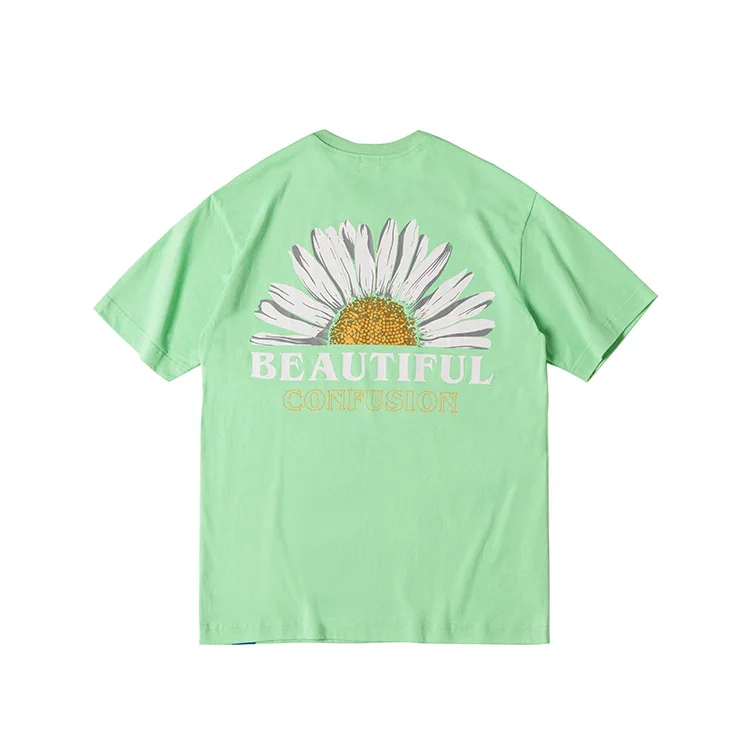 

(UN) f|2020 spring and summer new GD sunflower creative personality daisy print loose cotton short sleeve T-shirt