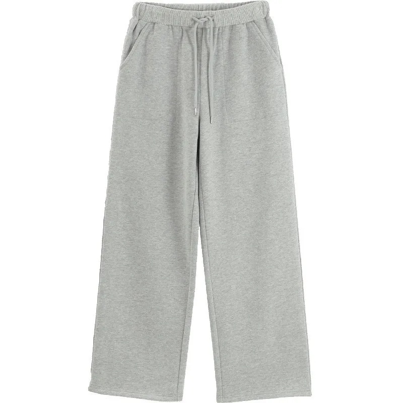 

Toyouth Women Casual Cropped Pants Black Gray Basic Sweatpants Elastic High Waist All-match Sports Trousers