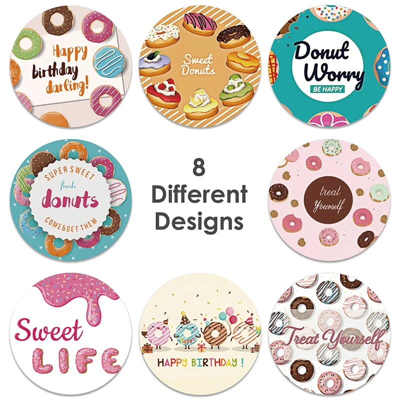 

Popular 500pcs/roll Round happy birthday Stickers Scrapbooking For Package
