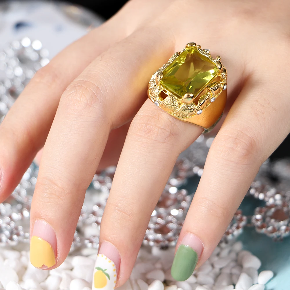 Новое квадратной формы с цирконом хрустальное кольцо свадебные украшения для