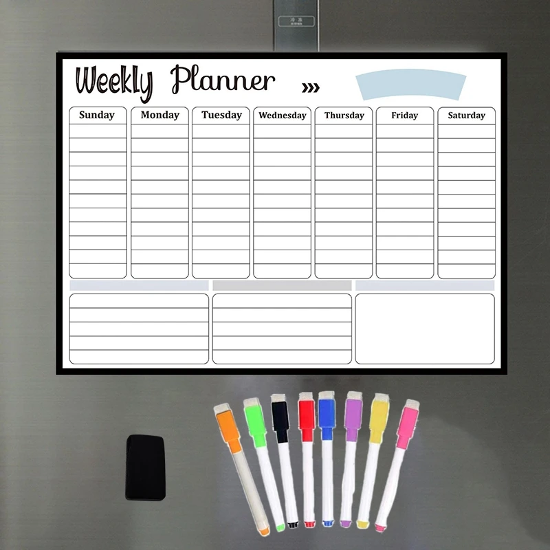 17X12 дюймов netic Dry Erase календарь набор для холодильника заметок еженедельное