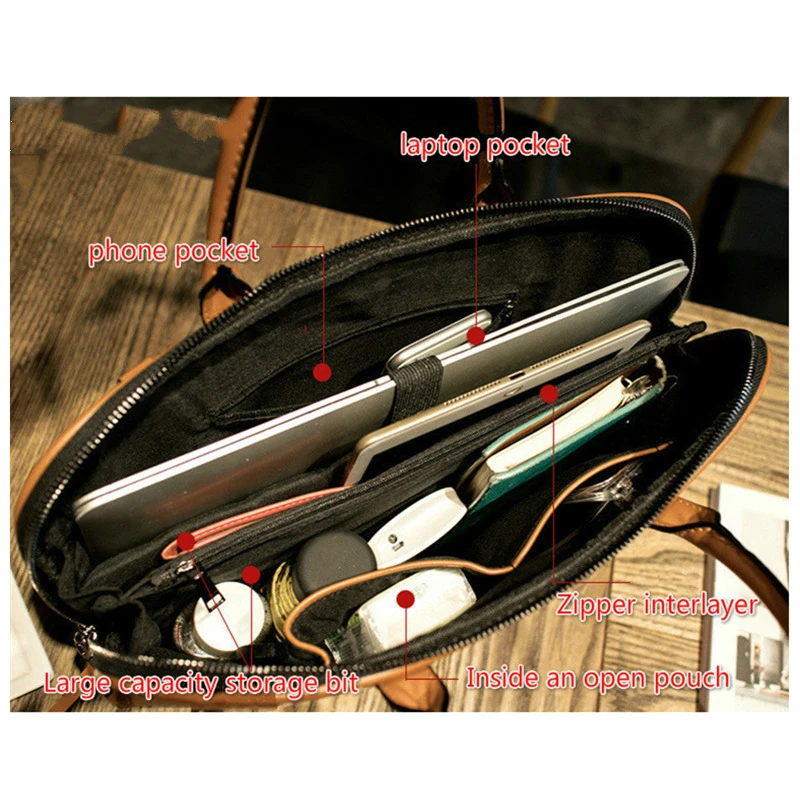 

GAGACIA Business Women Leather Handbag For Laptop Shoulder Work Bags For Office Ladies Briefcase For MacBook Air 14 15 HP DELL