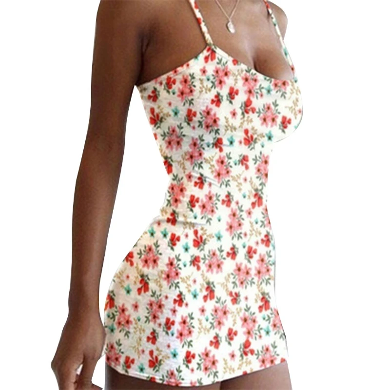 

Женское облегающее мини-платье на бретелях-спагетти, винтажный Камуфляжный пляжный сарафан в стиле бохо с цветочным принтом, 4XL, на лето