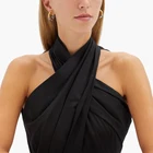 Женский укороченный топ с открытой спиной, с перекрестными лямками спереди, без рукавов, бандажный, с лямкой на шее, Летний жилет, сексуальная женская одежда, топы