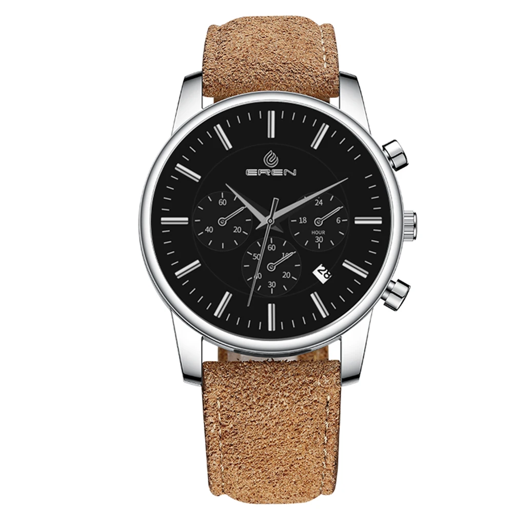 

Hot Selling Sports Stainless Steel Case Real Belt Multifunctional High-Grade Atmospheric Dial Calendar Waterproof Men's Watch