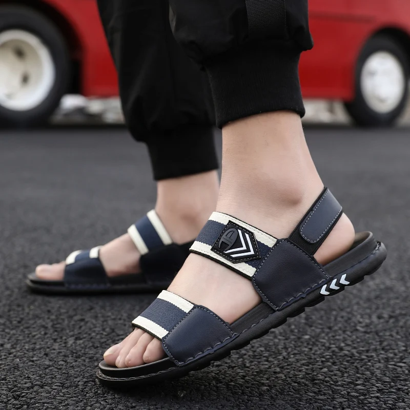 

Сандалии мужские на плоской подошве, Повседневная пляжная обувь, классические кроссовки, модная удобная кожаная обувь для отдыха