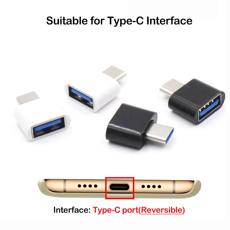 

100Pcs USB Type C OTG Adapter for Samsung Huawei Redmi USB C OTG Converter for Tablet MacBook Android OTG Connector Wholesale