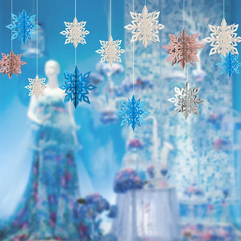 Рождественские украшения в виде снежинок полые рандомные поддельные зимние для