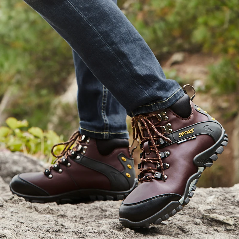 

New Fashion Men's Snow Boots Warm Fur Winter Shoes Men Inside Outdoor Shoes Father Casual Ankle Climbing Hiking Boots Size 38-36