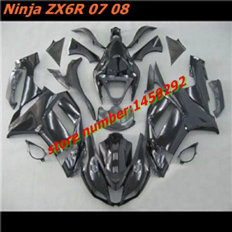 

New ABS Motorcycle Fairings Kits Fit for Kawasaki Ninja ZX-6R ZX6R 2007 2008 07 08 636 Custom black