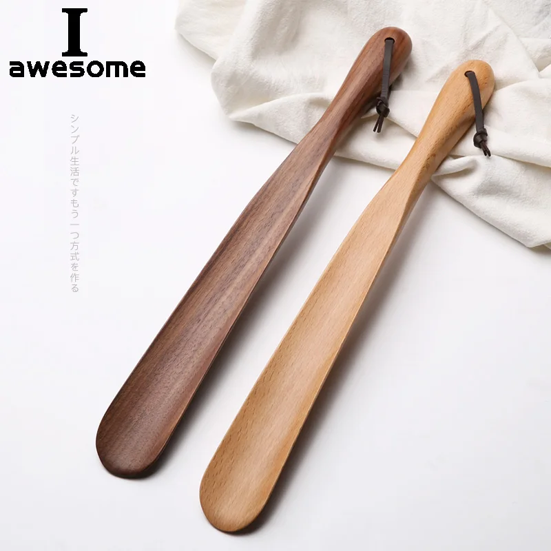 Профессиональный обувной рожок из черного ореха гибкий с длинной ручкой