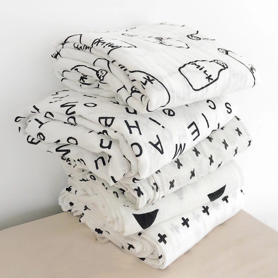 Органический хлопок Пеленальное Одеяло Фламинго Младенцы Новорождённые муслин