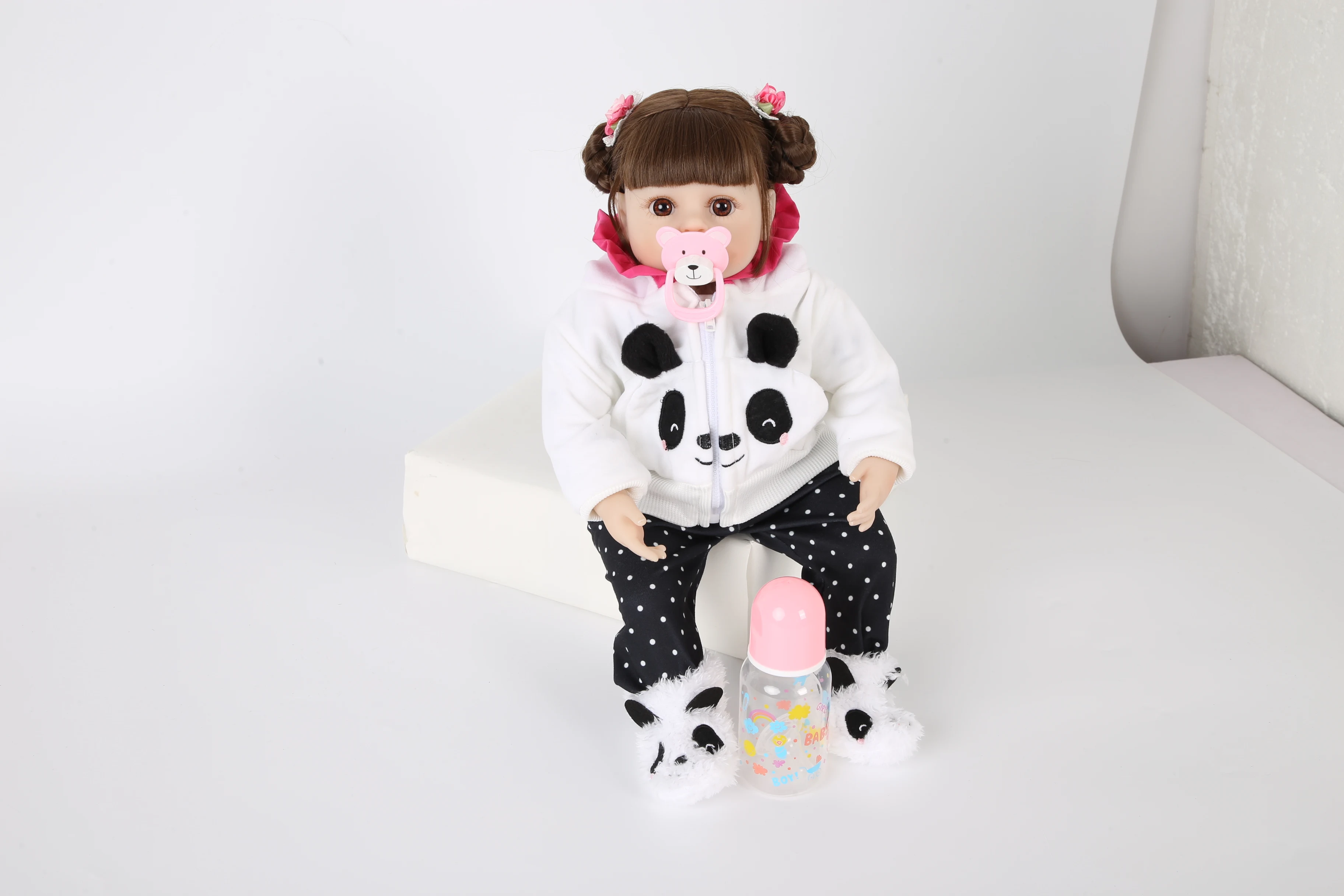 Новый 19 дюймов Мягкие силиконовые Симпатичные в стиле Little Panda Bebe Reborn Baby Doll