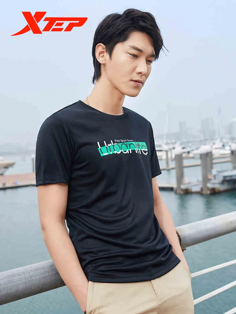 Xtep Мужская Спортивная Футболка мужская новая свободная дышащая футболка с
