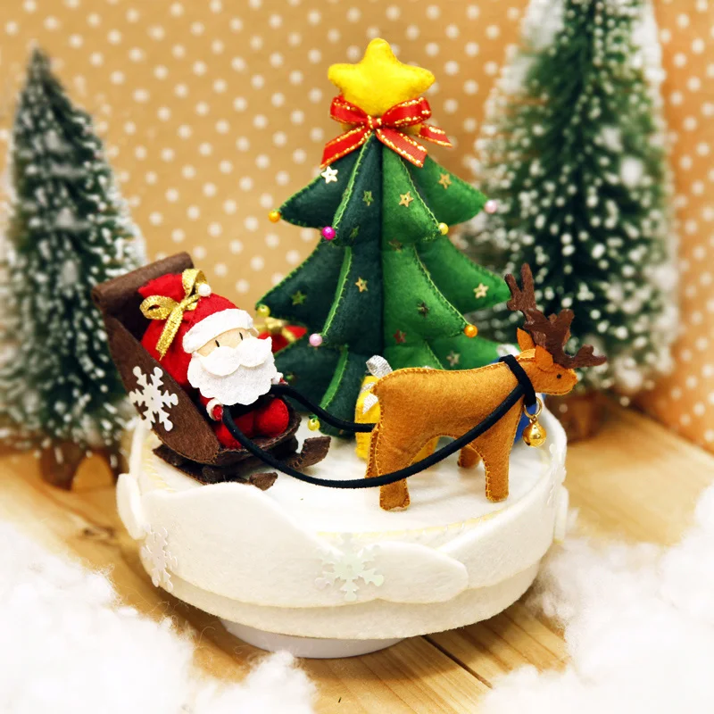 Рождественская музыкальная шкатулка сделай сам 14 х19 см Ручное шитье Санта-Клаус