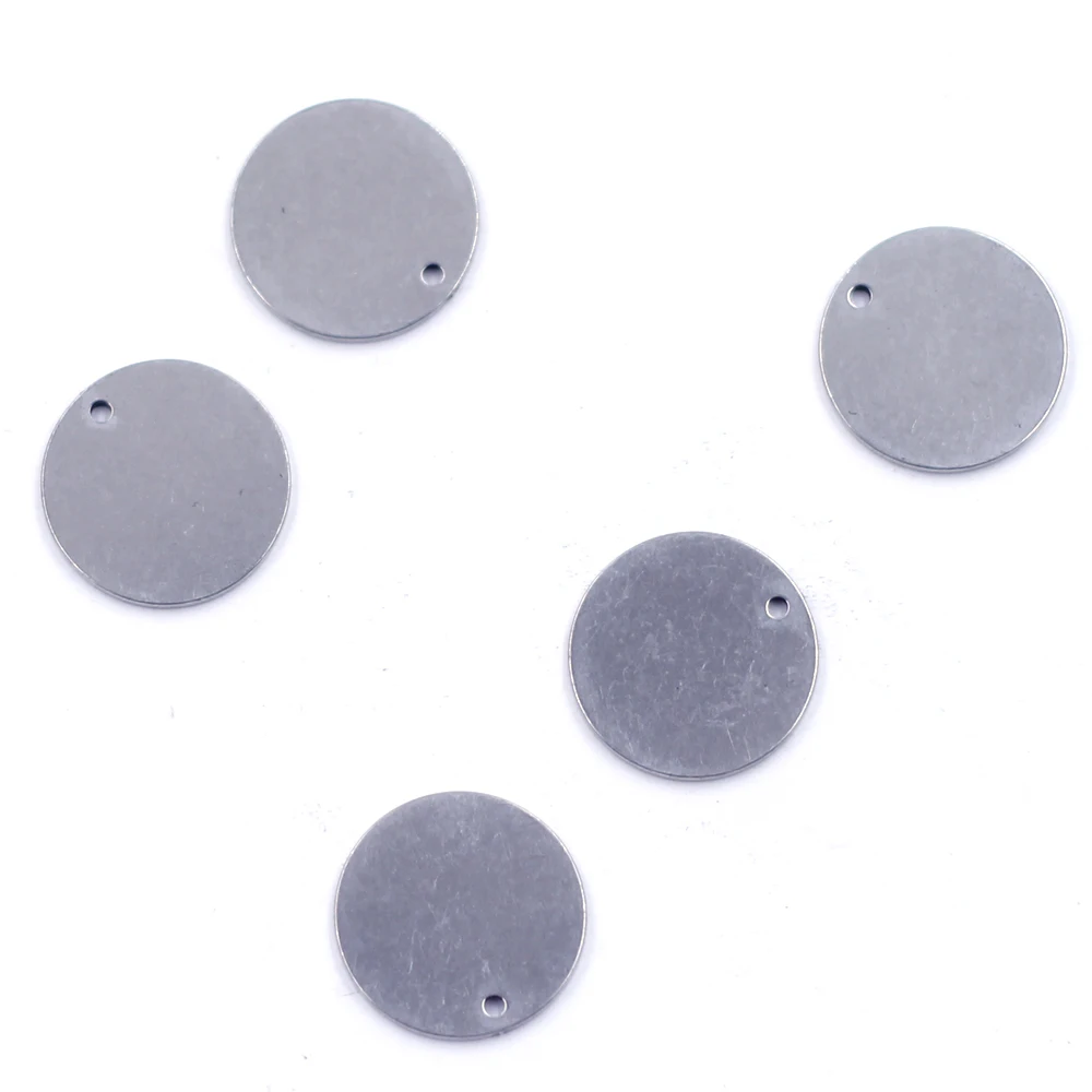 

100Pcs Pendants Stainless Steel Stamping Tags Blank Engravable Silver Tone Round For Charms Necklaces Jewelry DIY Findings 15mm