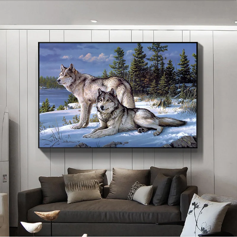 

Modern Color Famous painting Wolf Art Print Poster And Prints Animal Wall Art Pictures For Home Decoration Hogar Decor Unframed