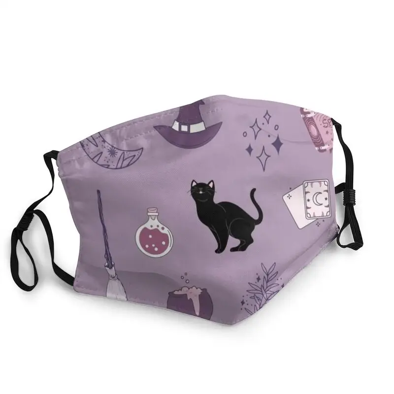 

Purple Witch Pack Face Mask Men Dustproof Halloween Spooky Cat Mask Protection Cover Respirator Reusable Mouth Muffle