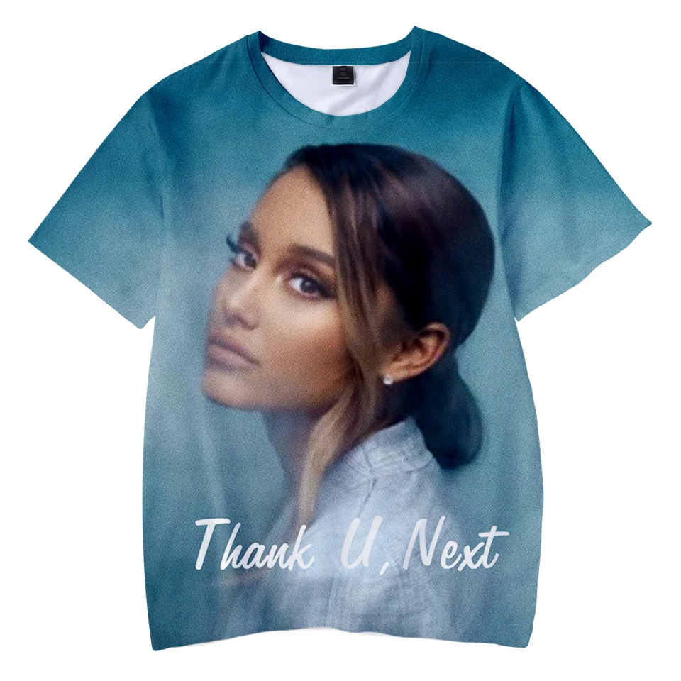 Футболка с 3D принтом «Thank you next Ariana Grande», милая Повседневная модная летняя футболка с круглым вырезом и короткими рукавами для детей