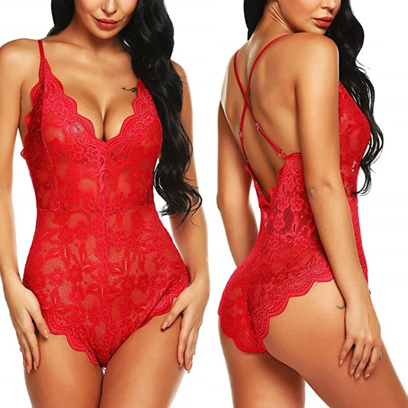 Женское нижнее белье сексуальное кружевное прозрачное Боди без рукавов с