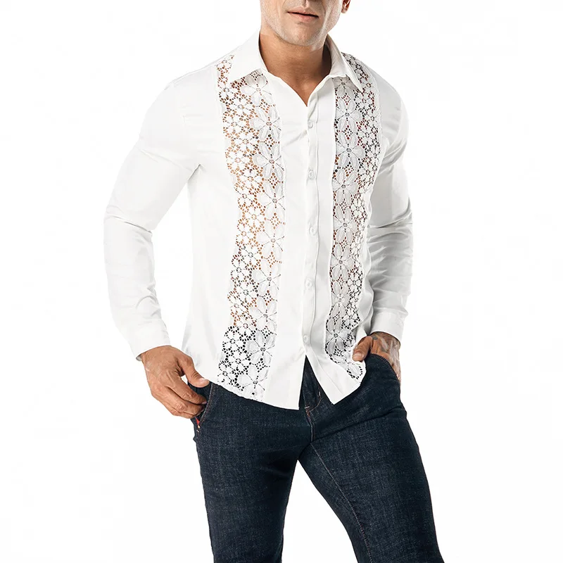 

Bud silk pure color fashion design lapels, long-sleeved shirt