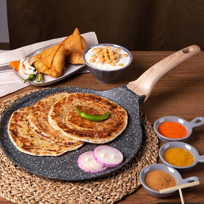 

No Oily Smoke Ppizza Pan Large Saucepan Pancake Nonstick Aluminum Pan Skillet Round Frying Poele Cuisine Home Products DH50JG