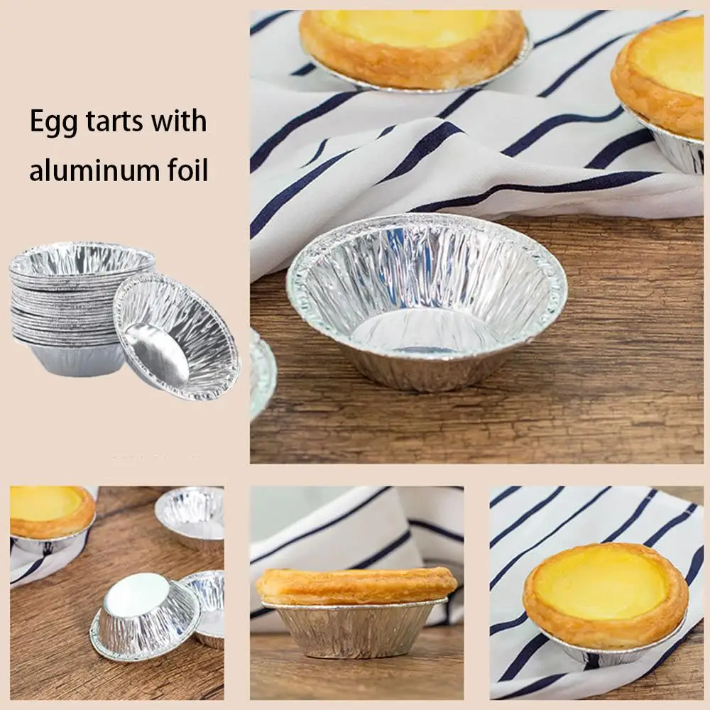 

100pcs Disposable Aluminum Foil Baking Cookie Muffin Cupcake Egg Tart Mold Round Baking Tool Baking Cups