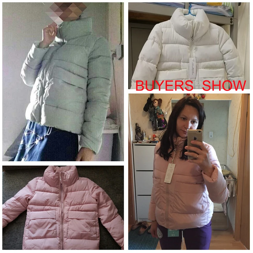 

2020 Jacket Women Winter Fashion Warm Thick Solid Short Style Cotton padded Parkas Coat Stand Collar XL XXL