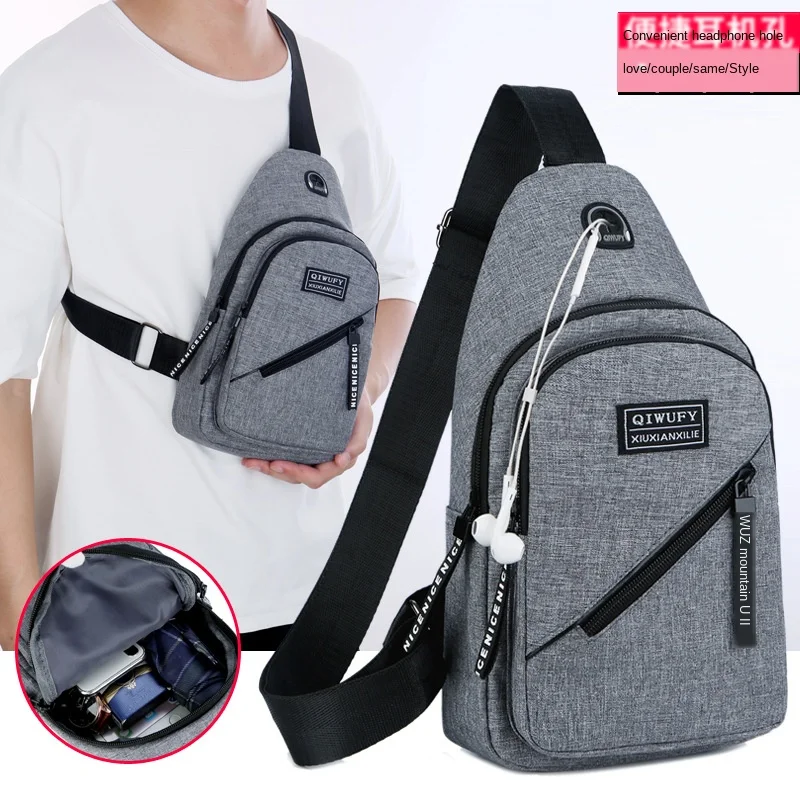 

Men's Shoulder Bag Sling Chest Pack Canvas USB Charging Sports Crossbody Handbag Male Chest Bags Belt Waist Travel Bags