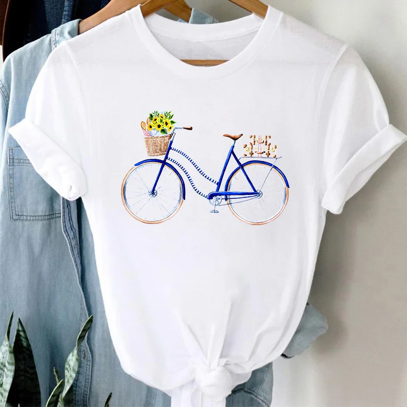 

New Arrival Trend Loose Designed Cartoon Cute Print Women T-shirts Summer 2021 Round Neck Fashion T Shirt O-neck White Tees