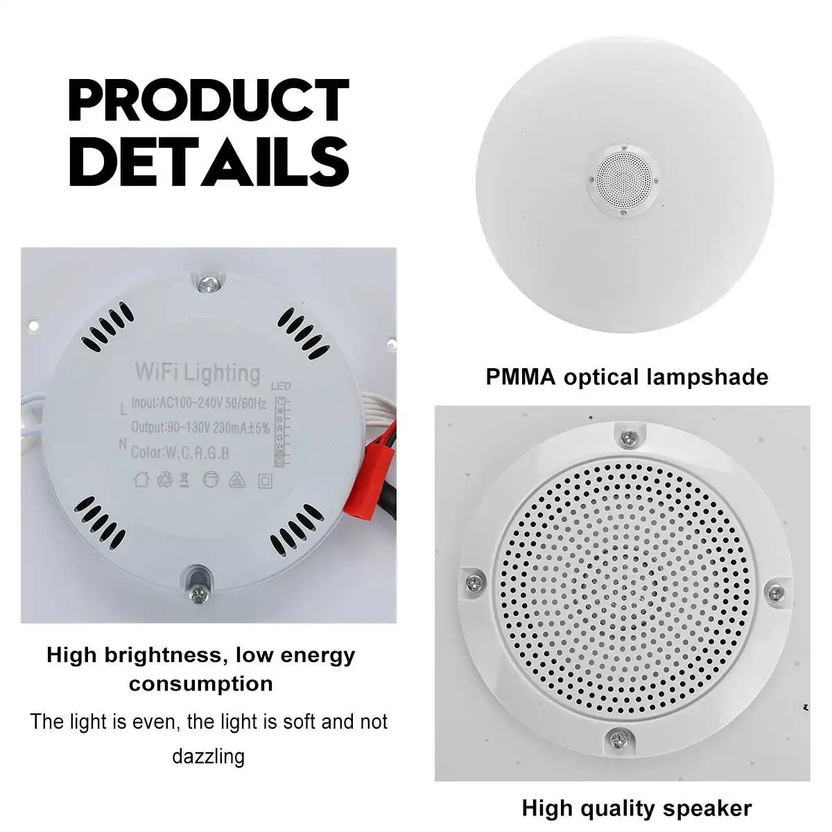 

36/72W WIFI Intelligent APP Audio Control RGB LED Ceiling Light Modern Music Lamp Living Room Bedroom Kitchen Lighting Fixture