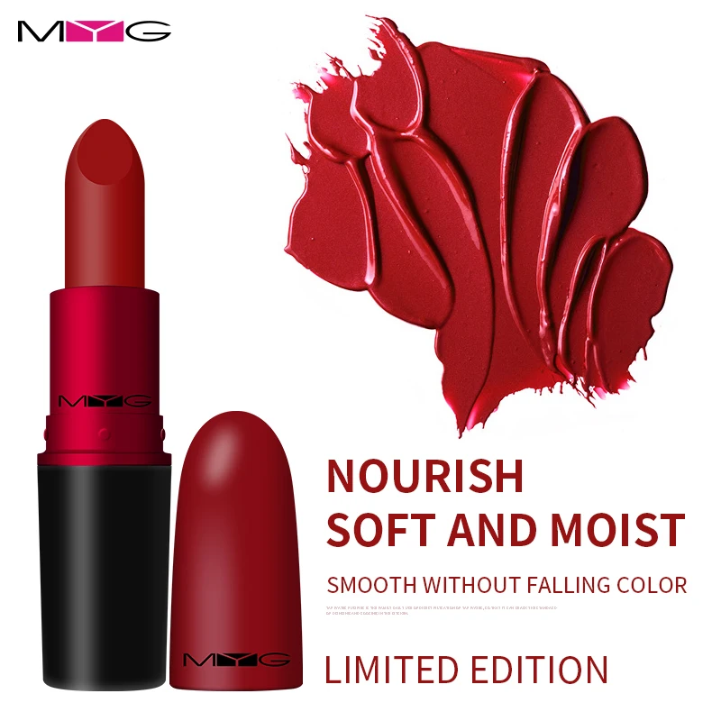 MYG матовая губная помада красный телесный коричневый для губ палка бархатная