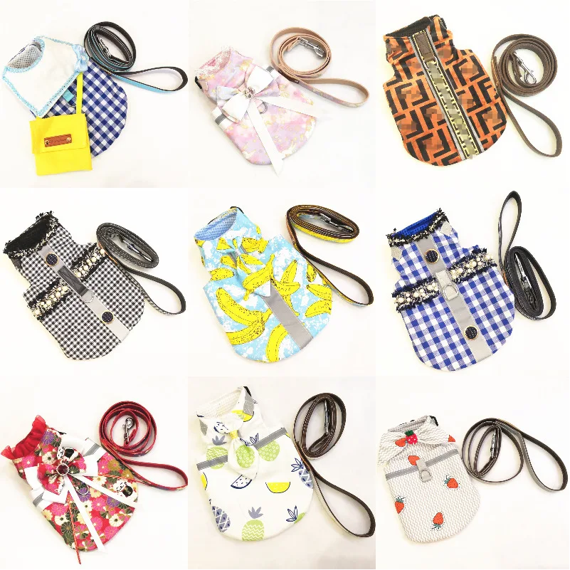 

Personalized Dog Vest Harness Reflective Breathable Adjustable Floral Printe Bow Pet Harness for Small Large Dog Clothes