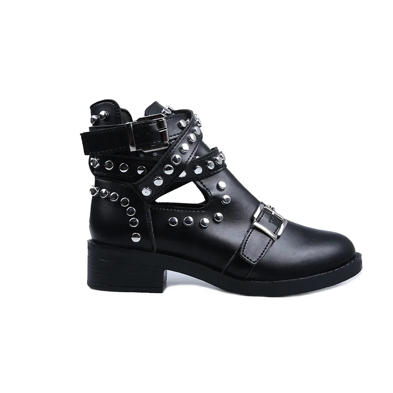 

Fashion round head fashion metal rivet buckle boots women boots