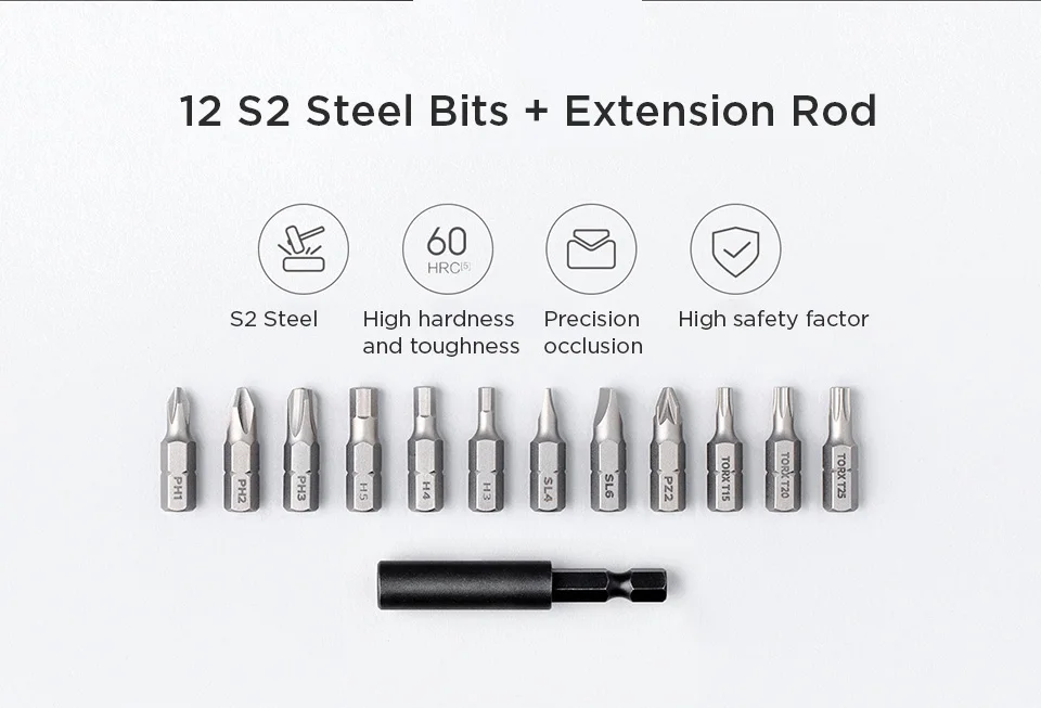 Xiaomi Mijia Electrical Screwdriver Cordless 3.6V 2000mAh Li-ion 5N.m Battery Screwdriver With 12Pcs S2 Screw Bits Smart home