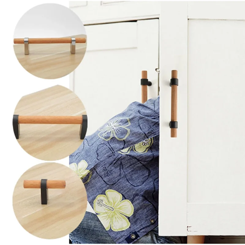 Ручки из массива дерева для мебели бронзовые ручки шкафов и современные черные