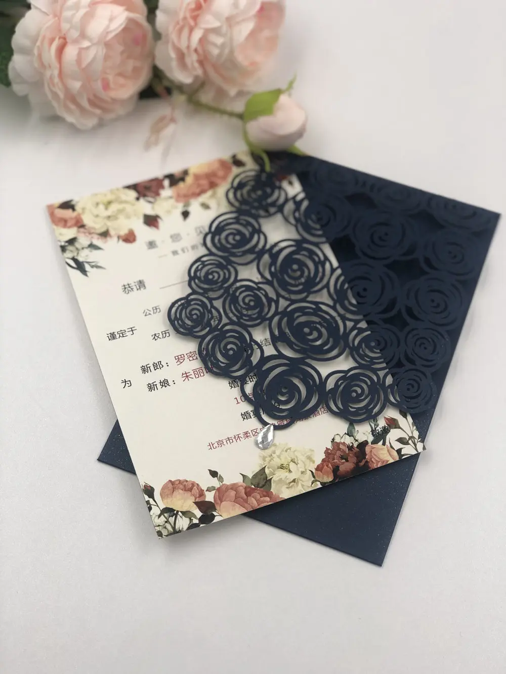 Бесплатная доставка 1X Роза блестящая Алмазная карманная Свадебная