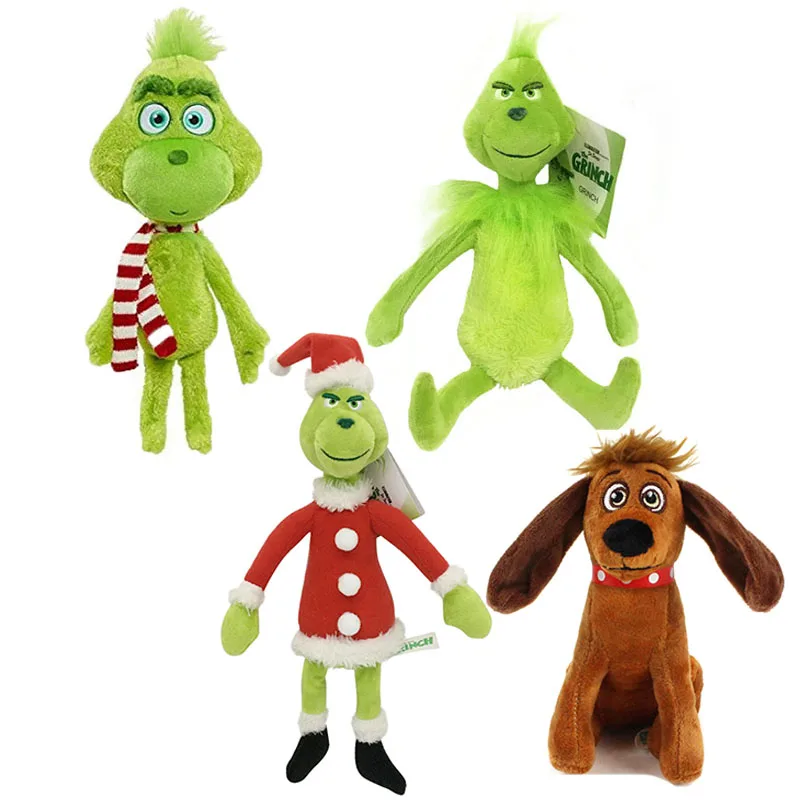 

4pcs/Lot 28-32cm How the Grinch Stole Plush Toys Christmas Grinch Max Dog Plushie Soft Stuffed Doll for Children Christmas Gifts