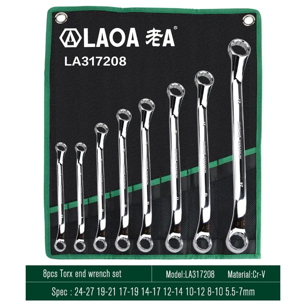 8pcs Spline End LAOA Набор комбинированных гаечных ключей с сумкой с открытым концом, набор инструментов для ремонта авто - Цвет: 8pcs Spline End