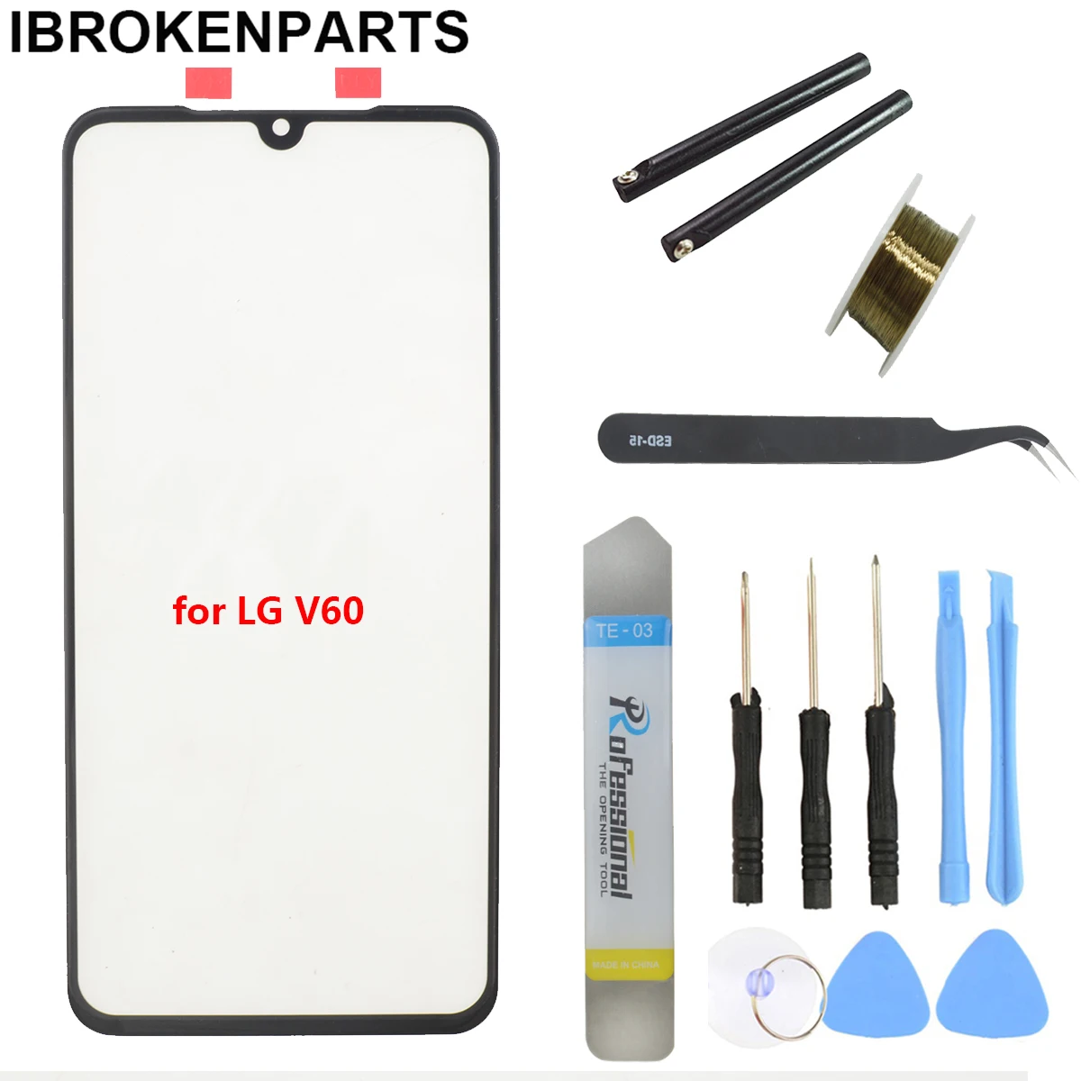 

Front Outer Glass Lens Cover Repair Replacement Kits For LG G8 V60 V50 V30 ThinQ Touch Panel Glass & Tools