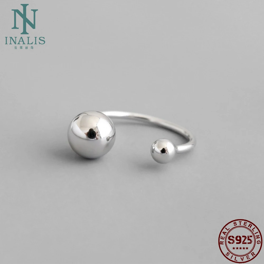 

INALIS New Ring For Women 925 Sterling Silver Line Big And Small Bead Simple Trendy Japan Korea Style Joker Ring Fine Jewelry