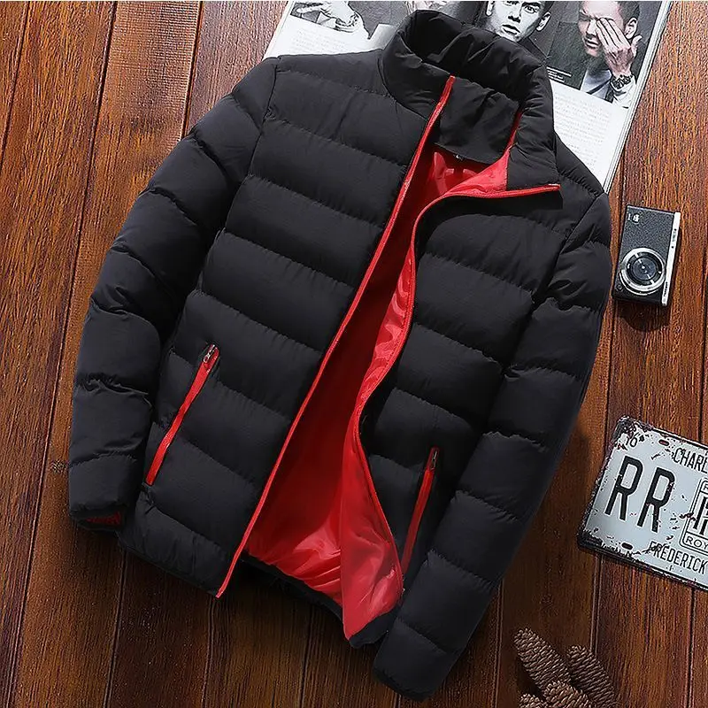

Men's winter padded jacket casual warm spring jacket large size zipper stand collar men's padded jacket